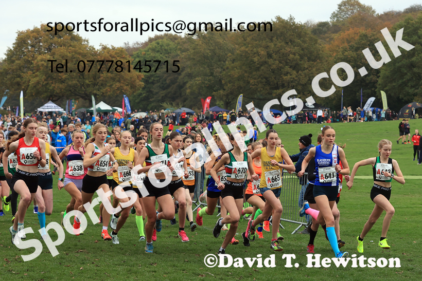 Girls Under-15s relay, 2025 Northern Cross Country Relays, Graves Park, Sheffield. Photo: David T. Hewitson/Sports for All Pics